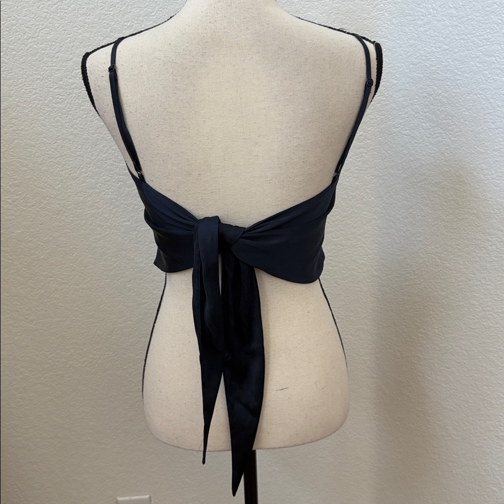 Aritzia Sunday Best Elektra Satin Camisole Toe Back Navy Size XS - Picture 4 of 7